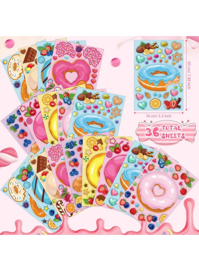 Geyee Donut Party Favors Donut Stickers 36 Sheets Make Your Own Stickers Doughnuts Treats And Sweets Sticker Mix And Match Donut Stickers Diy Dessert Stickers For Kids Birthday Games Festival Rewards Gifts - Image 3