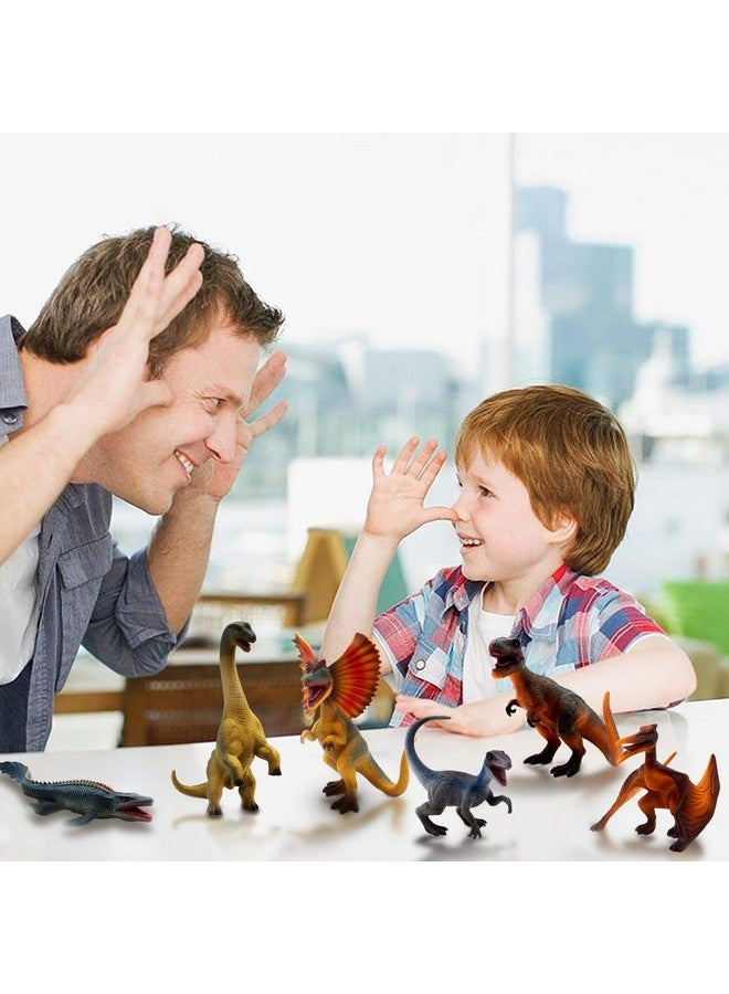 SIENON 6.3 Inch Jurassic Dinosaur Toy Figures, Realistic Dinosaur Toys Set Dilophosaurus Blue Velociraptor T-Rex Mosasaurus Brachiosaurus Pterosaur Dinosaur Figurines for Dino Party(6Pack Dinosaur) - Image 3