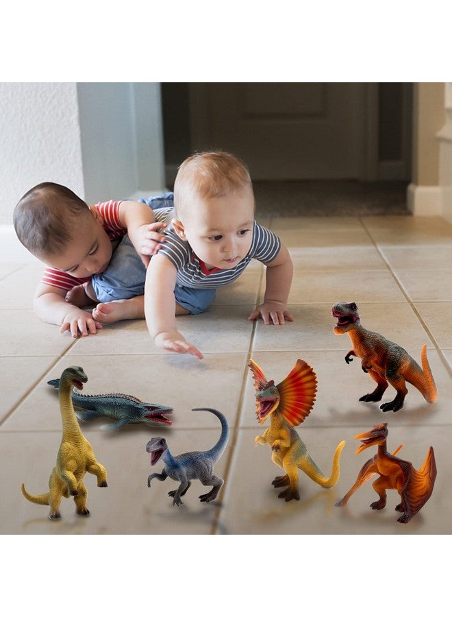 SIENON 6.3 Inch Jurassic Dinosaur Toy Figures, Realistic Dinosaur Toys Set Dilophosaurus Blue Velociraptor T-Rex Mosasaurus Brachiosaurus Pterosaur Dinosaur Figurines for Dino Party(6Pack Dinosaur) - Image 5