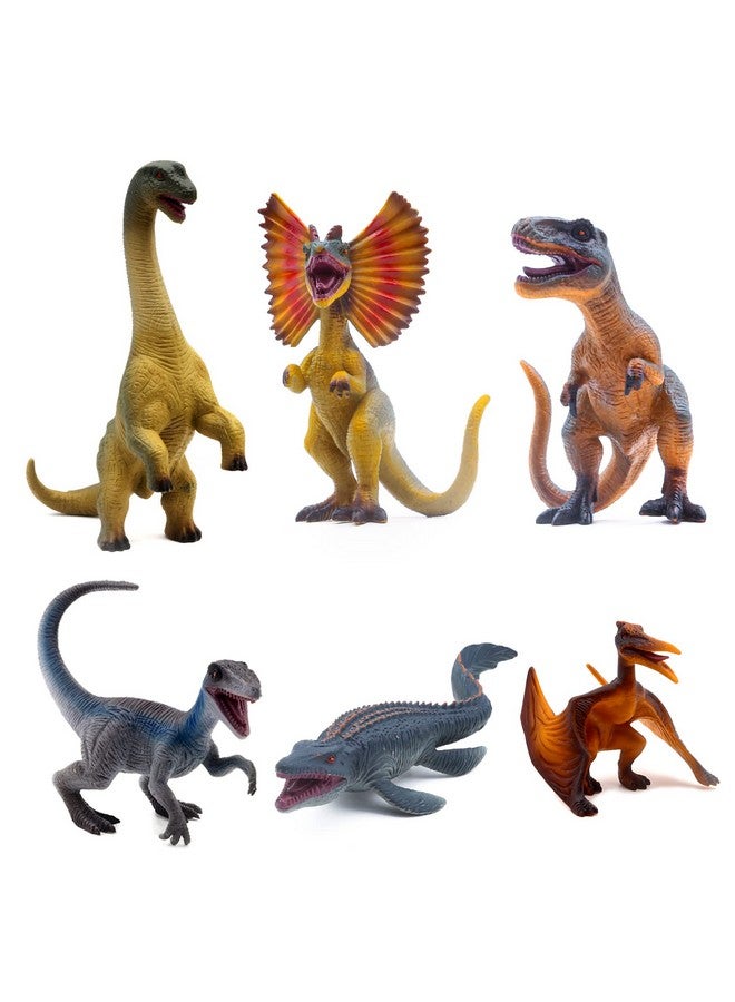 SIENON 6.3 Inch Jurassic Dinosaur Toy Figures, Realistic Dinosaur Toys Set Dilophosaurus Blue Velociraptor T-Rex Mosasaurus Brachiosaurus Pterosaur Dinosaur Figurines for Dino Party(6Pack Dinosaur) - Image 1