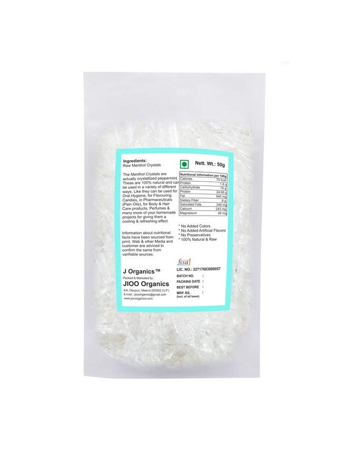 Jioo Organics Jioo Organics Menthol Crystals | Edible and Natural Plant-Based Refreshing Menthol | | Flakes for Mouth Freshener, Candies and Home Made Cosmetics - 50grms  - Image 2