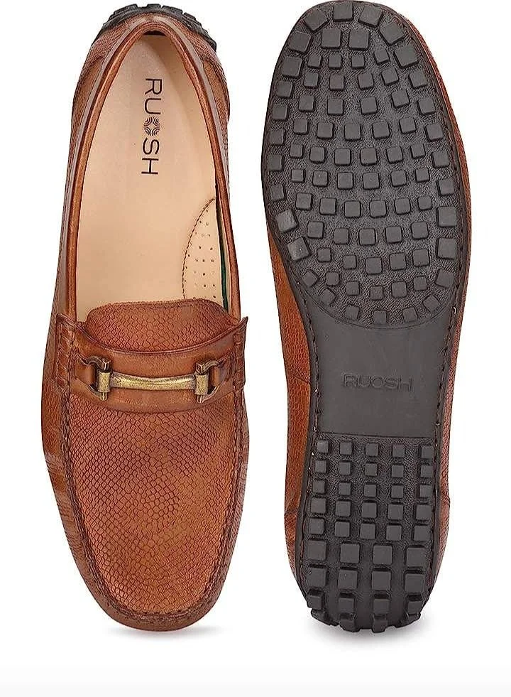 RUOSH Mens Loafer Slip on Driving Comfort Leather Work Office Formal Occasion Party Casual Wear Italian Design Anti Skid Padded Insole Fashion Premium Shoes