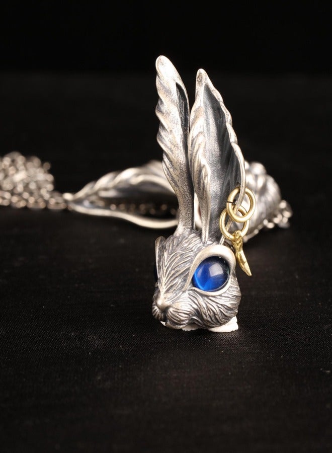 Vintage Red Eye Rabbit Necklace and Titanium Steel Pendant for Men  - Image 2