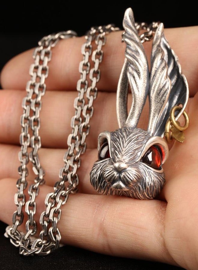 Vintage Red Eye Rabbit Necklace and Titanium Steel Pendant for Men  - Image 3