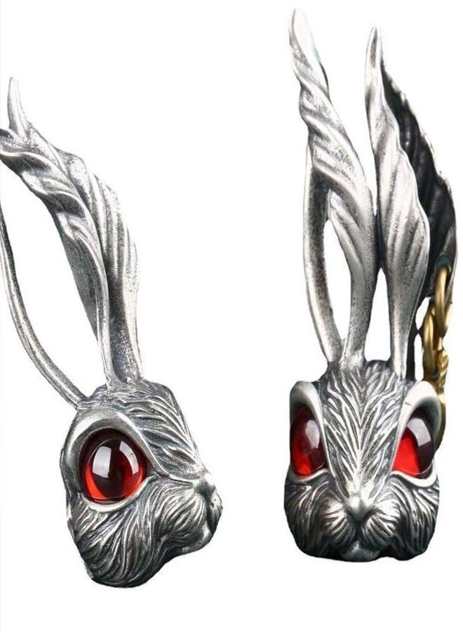 Vintage Red Eye Rabbit Necklace and Titanium Steel Pendant for Men  - Image 4