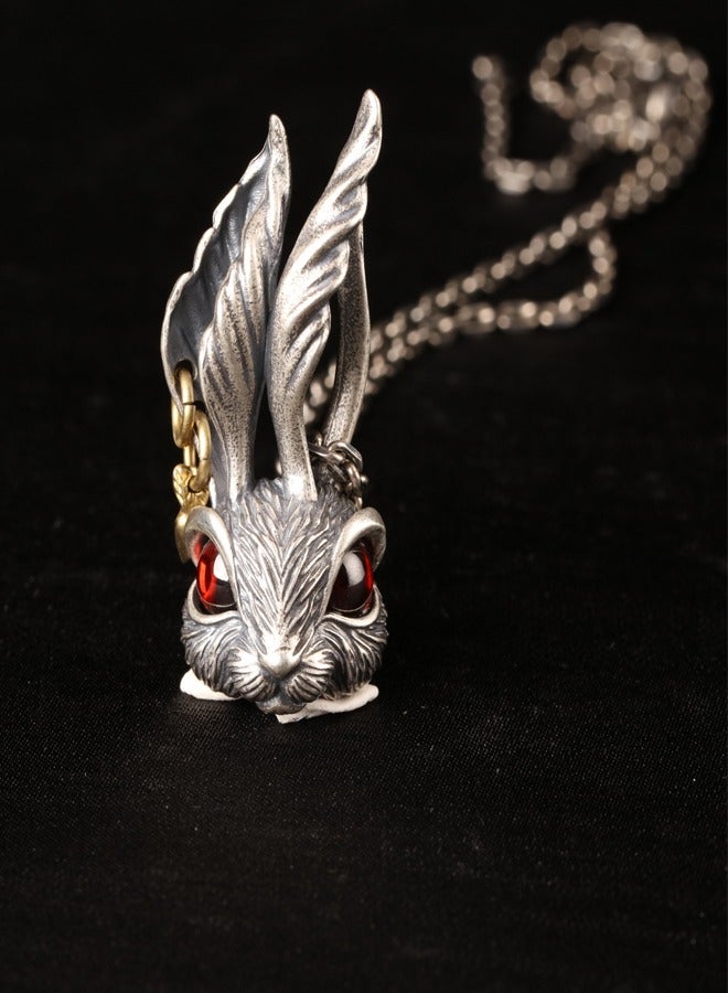 Vintage Red Eye Rabbit Necklace and Titanium Steel Pendant for Men  - Image 5