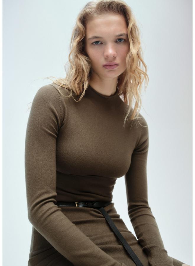 MANGO Long Sleeve Slit Dress  - Image 3