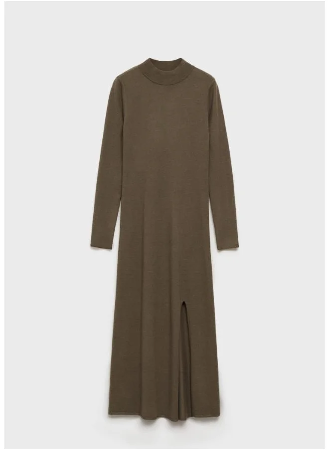 MANGO Percebes Crew Neck Side Slit Dress