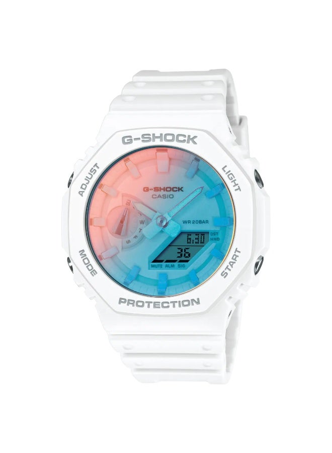 Casio G-Shock Wrist Watch with White Band and Gradient Dial - Image 1