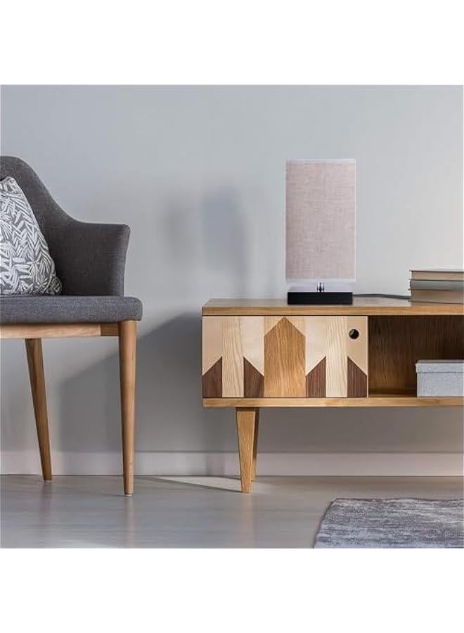 ميكسد مصباح طاولة بجانب السرير، مصباح طاولة خشبي على الطراز الياباني بجانب المكتب مع غطاء قماشي صلب لغرفة النوم وغرفة المعيشة والسكن الجامعي وديكور المنزل - مربع - Image 5