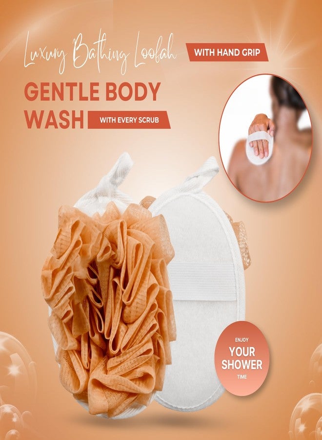CareDone ليفة استحمام كيردون مع حزام يد - ليفة تقشير للاستحمام لسهولة الإمساك | ليفة استحمام | إسفنجة استحمام | فرشاة استحمام | قفازات استحمام للنساء والرجال والأطفال. (برتقالي) - Image 2