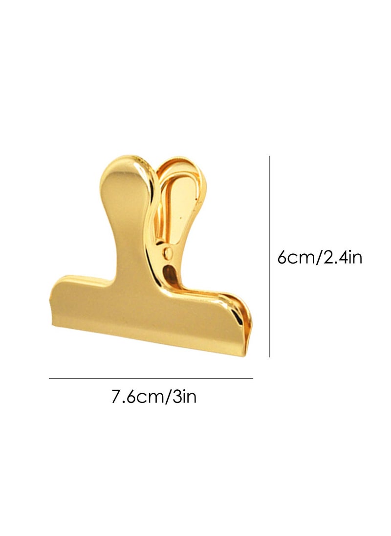 Excefore - Bag Clips 8Pcs Shiny Gold Bag Clips Stainless Steel Heavy Duty Metal Bag Clip Tightly Seals Chip Coffee Bread or Cereal Bags to Keep Food Fresh For Home Kitchen Office Pantry Camping (Gold) - Image 1
