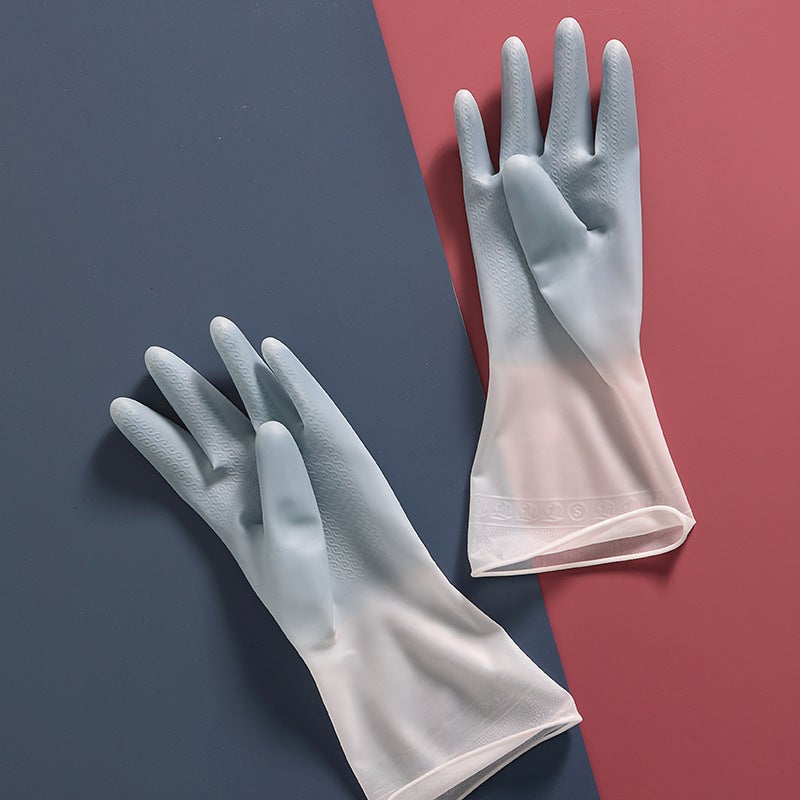 Bi-Color Latex Gloves for Kitchen Cleaning Gradient blue - Image 1