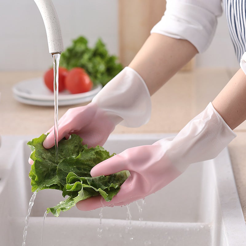 Bi-Color Latex Gloves for Kitchen Cleaning Gradient blue - Image 5