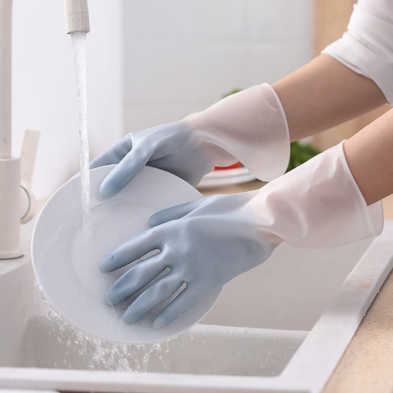 Bi-Color Latex Gloves for Kitchen Cleaning Gradient blue - Image 4