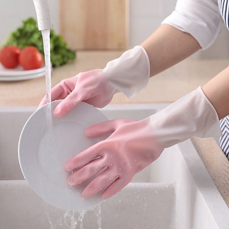 Bi-Color Latex Gloves for Kitchen Cleaning Gradient blue - Image 3