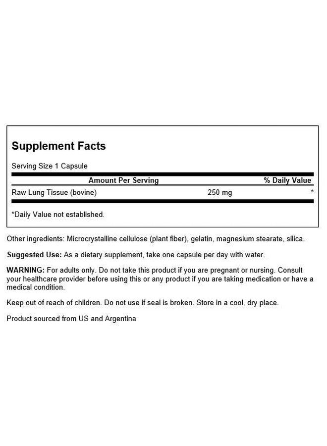 SWANSON Raw Lung Glandular 250 Milligrams 60 Capsules - Image 3