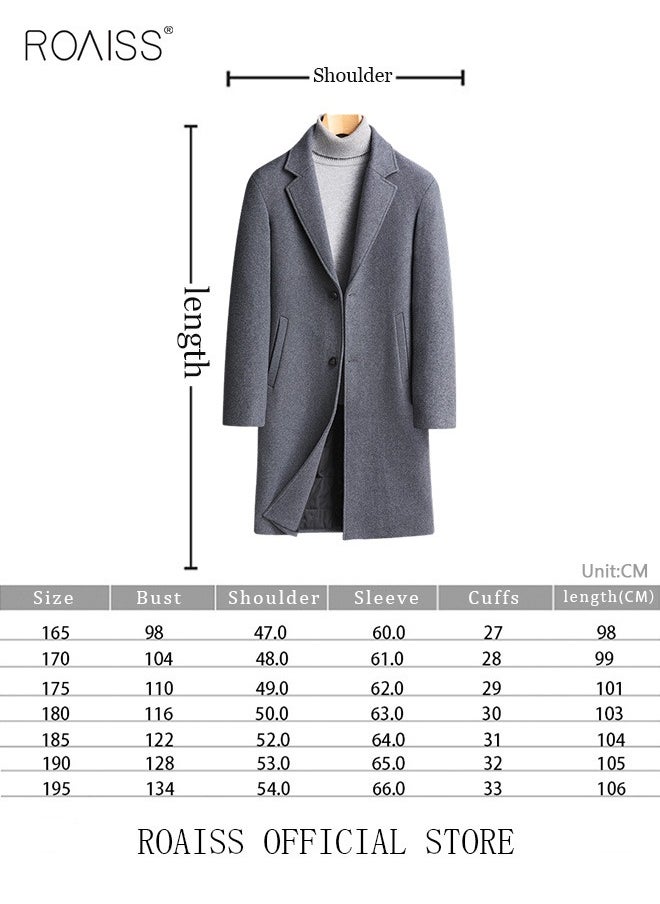 roaiss - Flannel Jackets for Men Winter Long Jacket Overcoat Stylish Wool Trench Coat Premium Winter Business Top Coat Single breasted tailored coat with a relaxed fit - Image 1