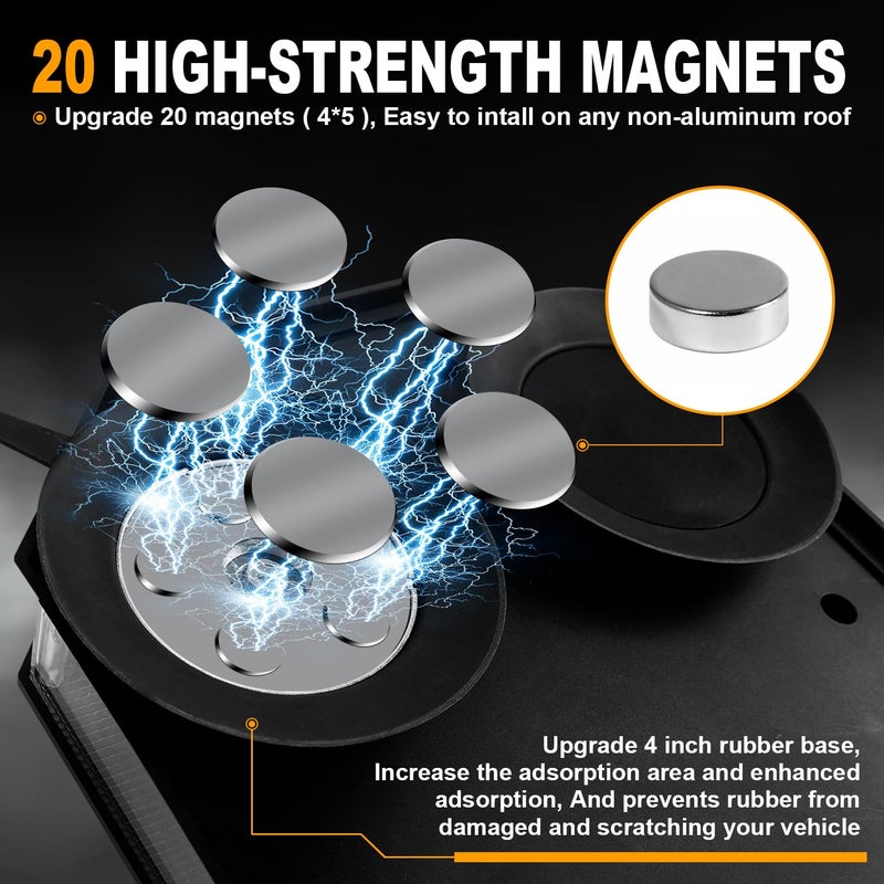 ASPL 16.5 Inch Roof Top Beacon Emergency Strobe Light - 56 LED Magnetic Warning Caution Bar for Traffic Hazard Plow - Trucks Vehicles Construction Snowplow (Red/White) - Image 3