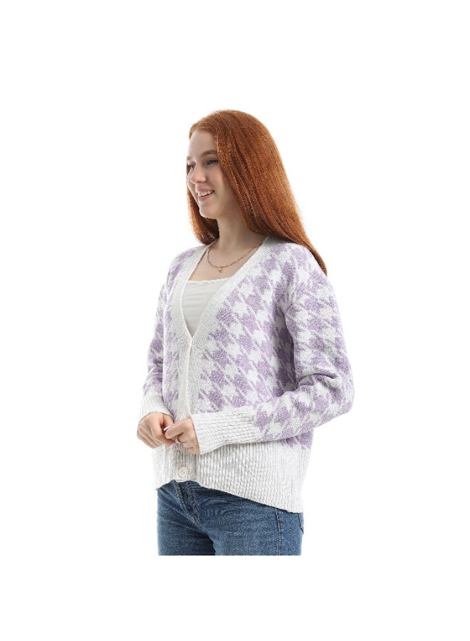 سيزار كارديجان حريمي صوف قصير بتصميم نجوم وزرارير من الأمام - Image 2