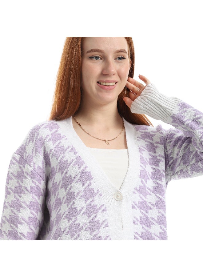 سيزار كارديجان حريمي صوف قصير بتصميم نجوم وزرارير من الأمام - Image 5