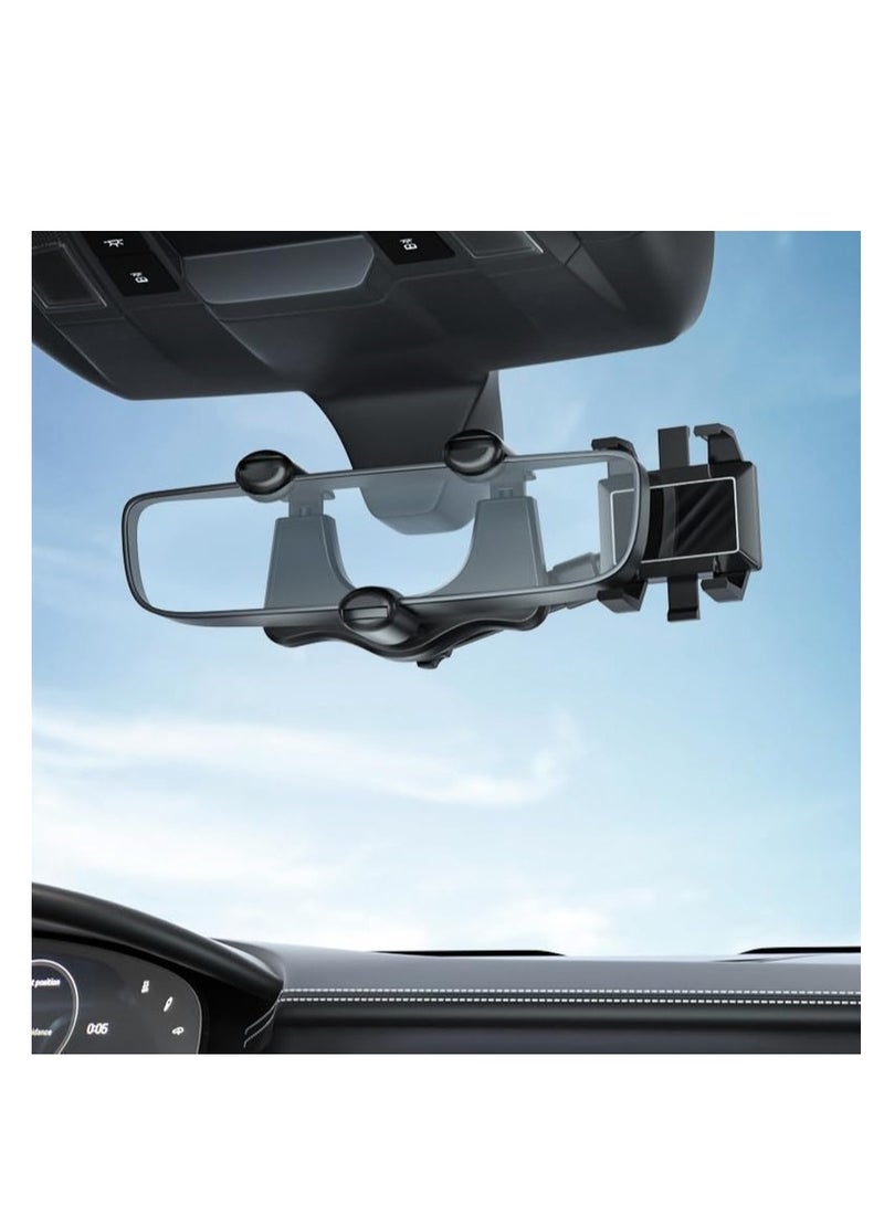 SYOSI Car Rearview Mirror Phone Holder, for Car 360°Rotatable and Retractable, Rear View Mirror Phone Holder, Multifunctional 360° Rotatable Car Rearview Mirror Phone Holder for Most Phones and Car - Image 5