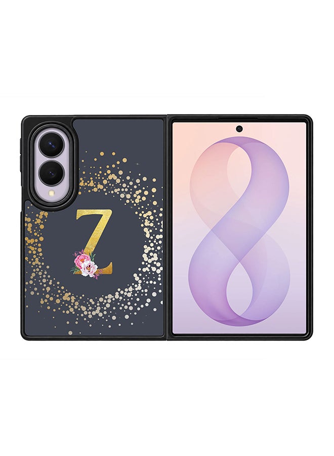Stylizedd Rugged Case for Samsung Galaxy Z Fold8- Slim Fit Hybrid Rubber Cover Floral Monogram - Z (Grey)