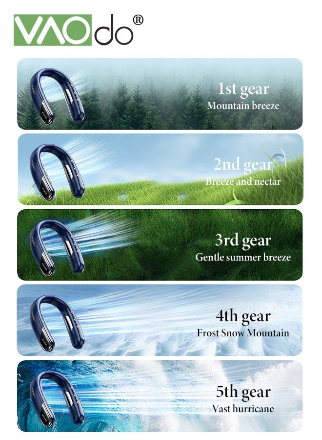 فاو دو مروحة عنق محمولة بـ 5 سرعات، مروحة صغيرة بدون شفرات تعمل بدون استخدام اليدين، مروحة شخصية قوية قابلة لإعادة الشحن، مروحة صغيرة للعودة إلى المدرسة، للاستخدام في المنزل أو السكن الجامعي أو المكتب أو المدرسة - Image 5