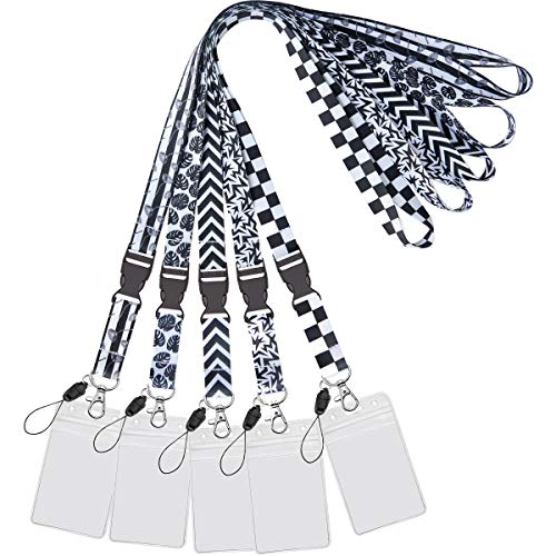 YOUOWO 5 Pack Black&White Cruise Lanyards with Vertical ID Badge Holder for Office Women Men Keys Ship Waterproof ID Card,Quick Release Neck Lanyard - Image 4