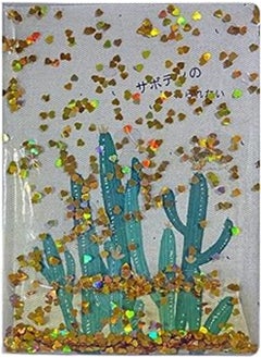 Generic HardCover Cactus Notebook with strass and liquid from front/Gold Strass 