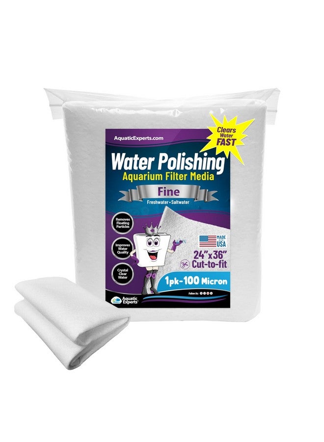 Aquatic Experts Aquarium Polishing Filter Pad, Water Polishing Pad for Aquarium Filters, Filter Floss for Fish Tank Filters, (100 Micron, 24" x 36" - 1 Pack) - Image 1