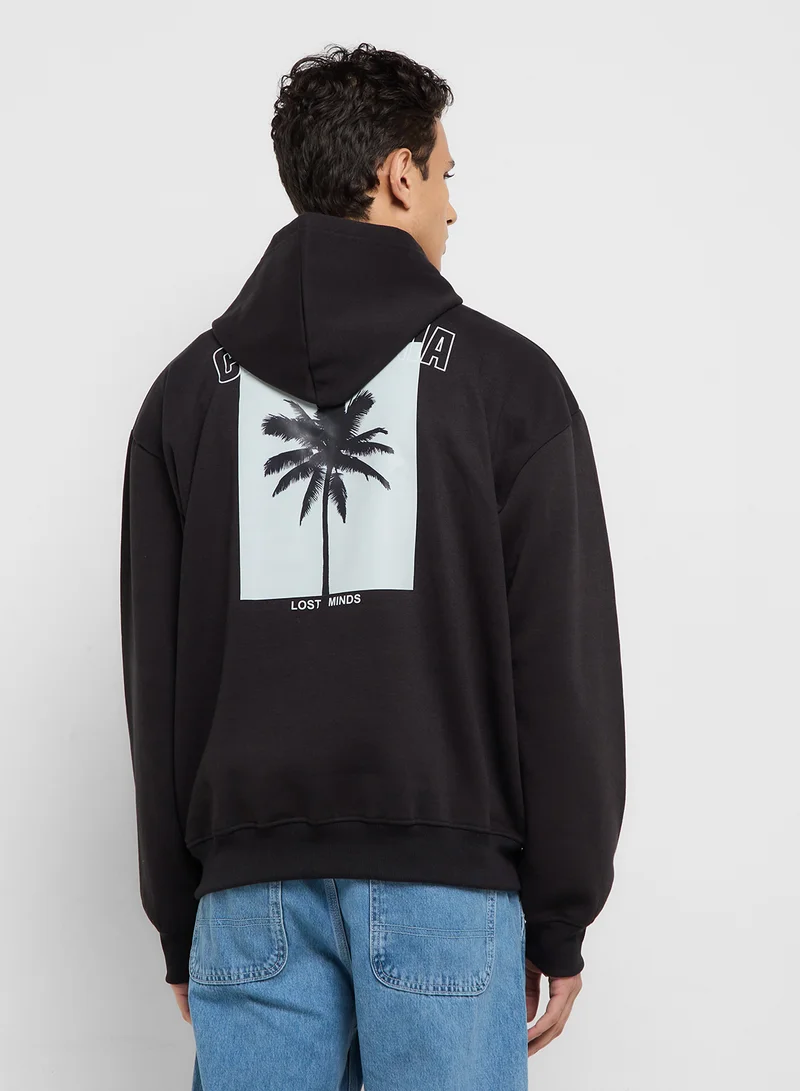 سفنتي فايف Oversized Basic Graphic Hoodie