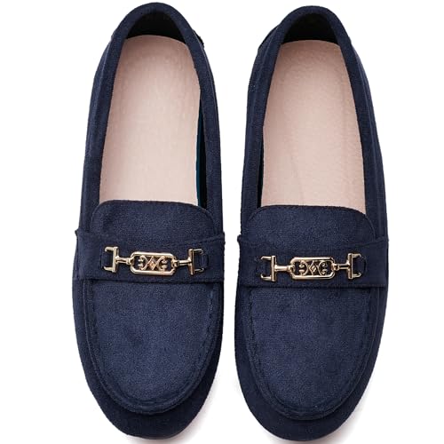 DeYashopin Women's Loafer Shoes Leisure Slip On Work Shoes Comfort Walking Flats Blue 10 - Image 4