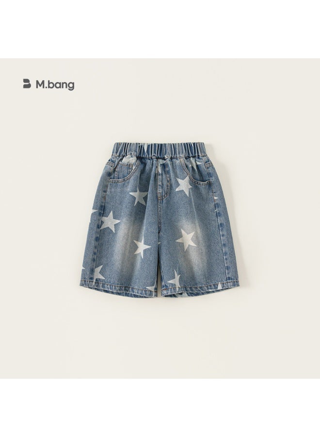 Youbao Children's Wear Girls' Pants Summer Five-pointed Star Stylish Boys' Jeans Loose Fit Big Kids' Shorts