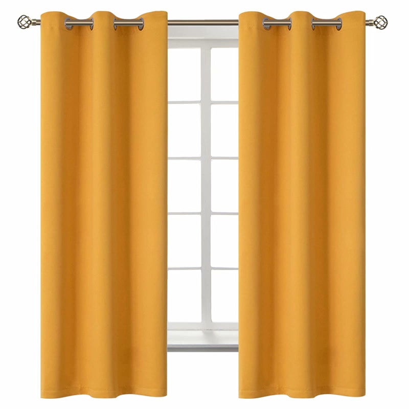 BGment Room Darkening Curtains 63 Inches Long  Grommet Thermal Insulated Drapes Window Treatment Curtains for Bedroom 2 Panels 42 x 63 Inch Mustard Yellow