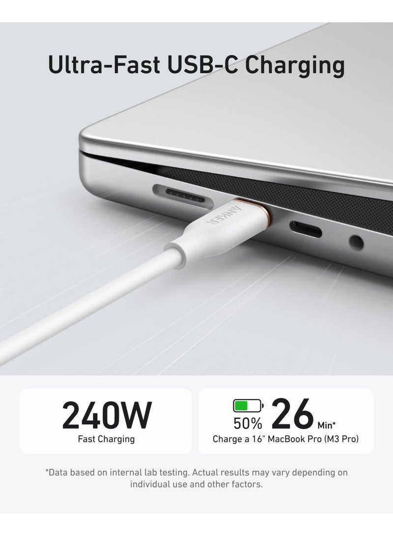 Anker USB C Cable, 240W Type C Flow Cord, Fast Charging Cable for iPhone 16 Series, MacBook Pro 2020, and More (USB 2.0, 6 FT, Cloud White) - Image 4