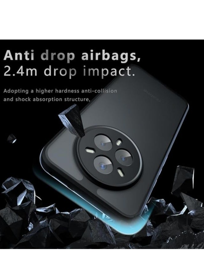 حالة لـ Realme 14 Pro Plus 5G ، غطاء هاتف رقيق واقي للظهر الشفاف ، مكافحة بصمات الأصابع ، حماية ضد السقوط ، حالة مقاومة للصدمات لـ Realme 14 Pro + 5G (أسود) - Image 2