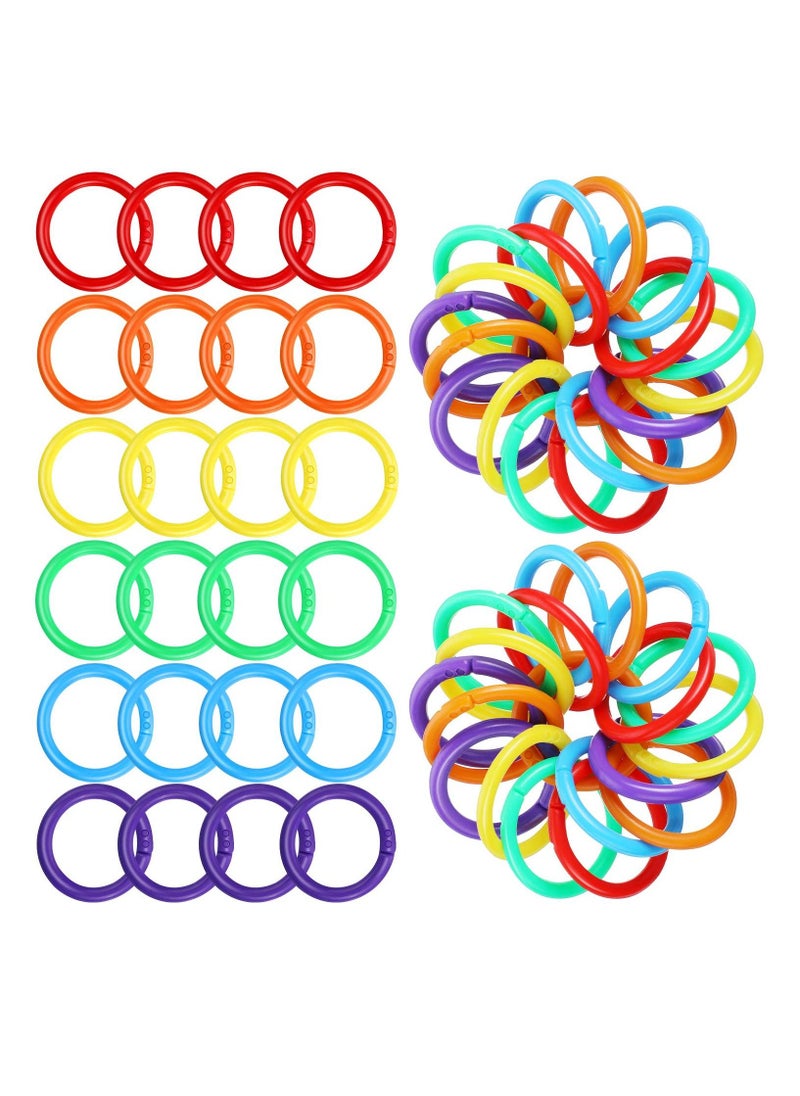 SYOSI 144 Pieces Plastic Loose Leaf Rings Multi Color Binder Rings Book Rings Flexible for Cards Document Stack and Swatches Organization School Home Office Use 6 Colors 27mm  - Image 1