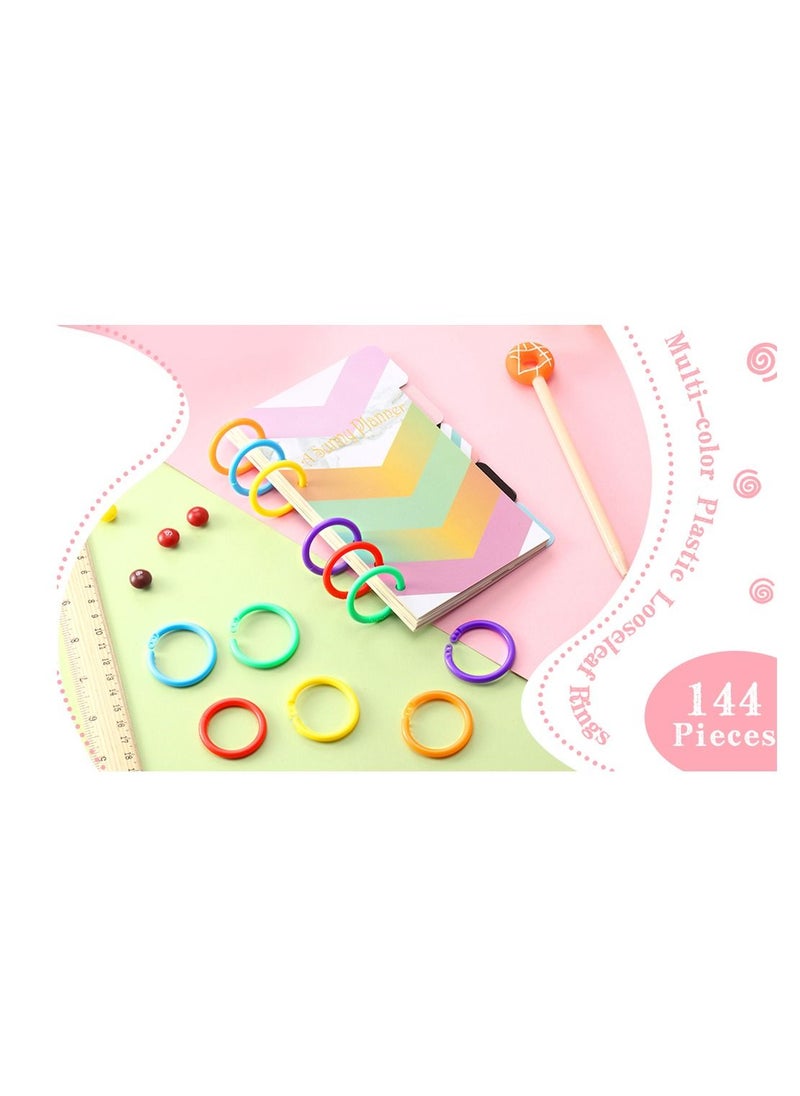 SYOSI 144 Pieces Plastic Loose Leaf Rings Multi Color Binder Rings Book Rings Flexible for Cards Document Stack and Swatches Organization School Home Office Use 6 Colors 27mm  - Image 3
