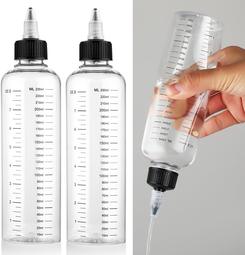 WLLHYF زجاجة تطبيق WLLHYF 2 عبوة للشعر 85 أونصة زجاجة بلاستيكية لتطبيق زيت الشعر زجاجة ضغط لون الشعر زجاجة صبغ جذور الشعر مع مقياس متدرج ونهاية قابلة لللف