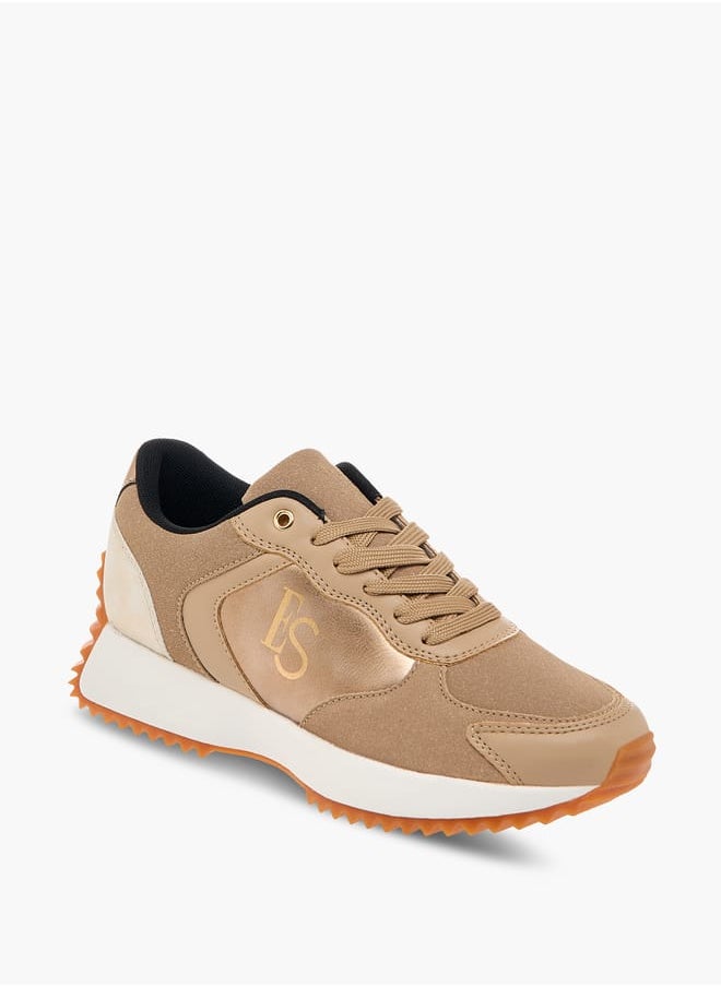 ELLE Women's Panelled Sneakers with Lace-Up Closure  - Image 1