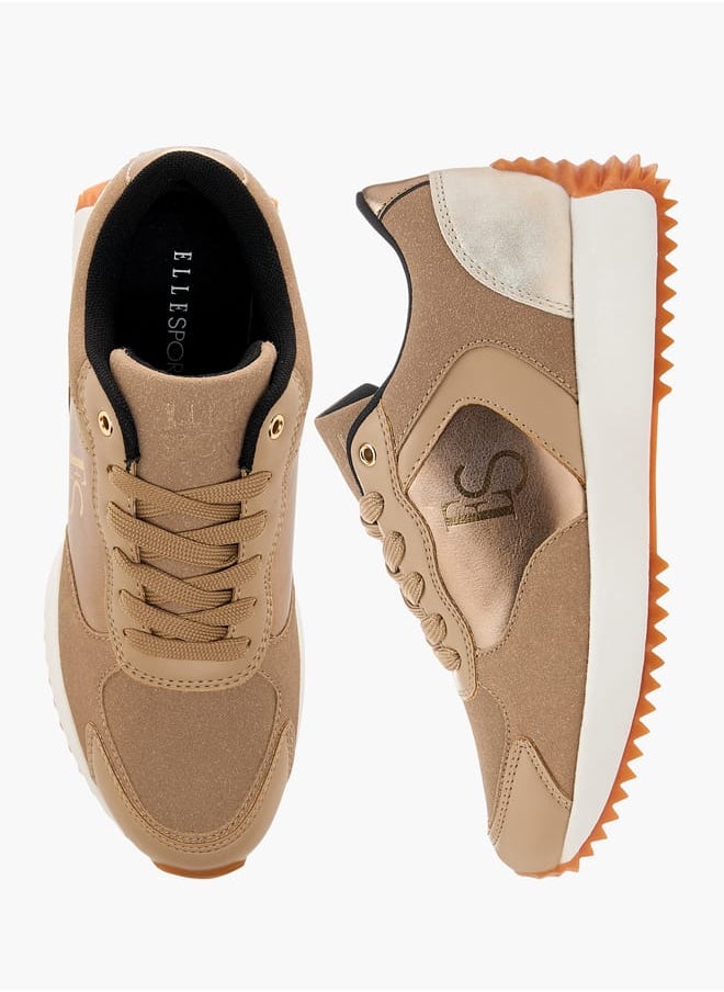 ELLE Women's Panelled Sneakers with Lace-Up Closure  - Image 2