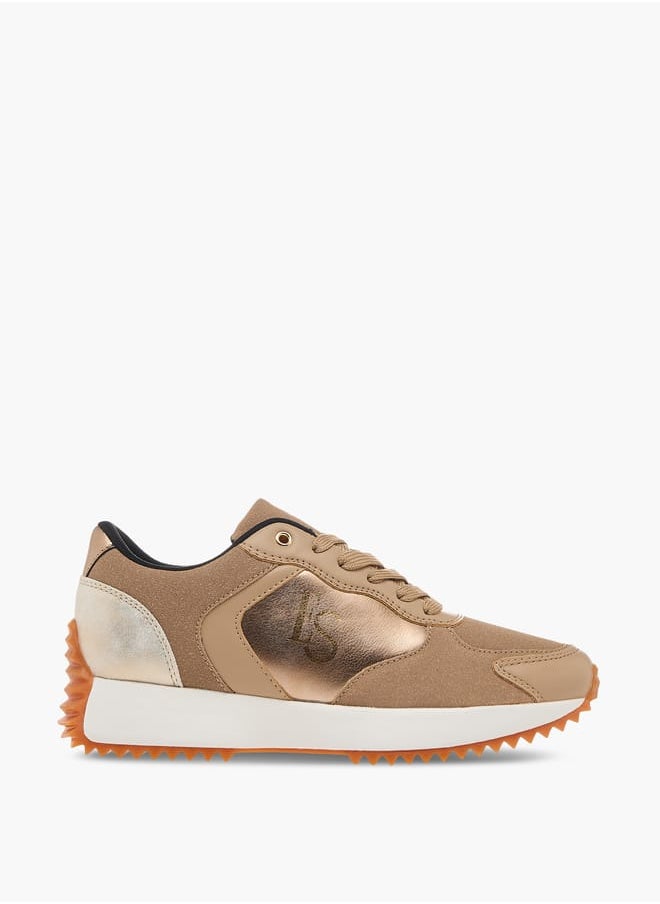ELLE Women's Panelled Sneakers with Lace-Up Closure  - Image 3
