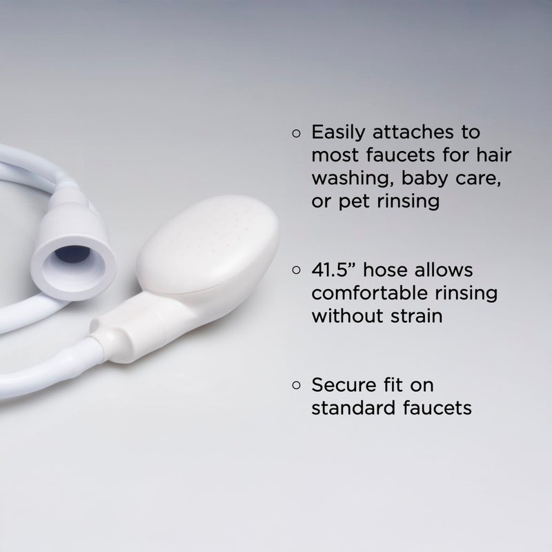 Diane Portable Shampoo Sink Spray Hose for Salon or Home, 41.5 Inch Sink Attachment with Nozzle for Hair Washing, Baby & Pet Baths, Fits Most Standard Faucets, White - Image 3