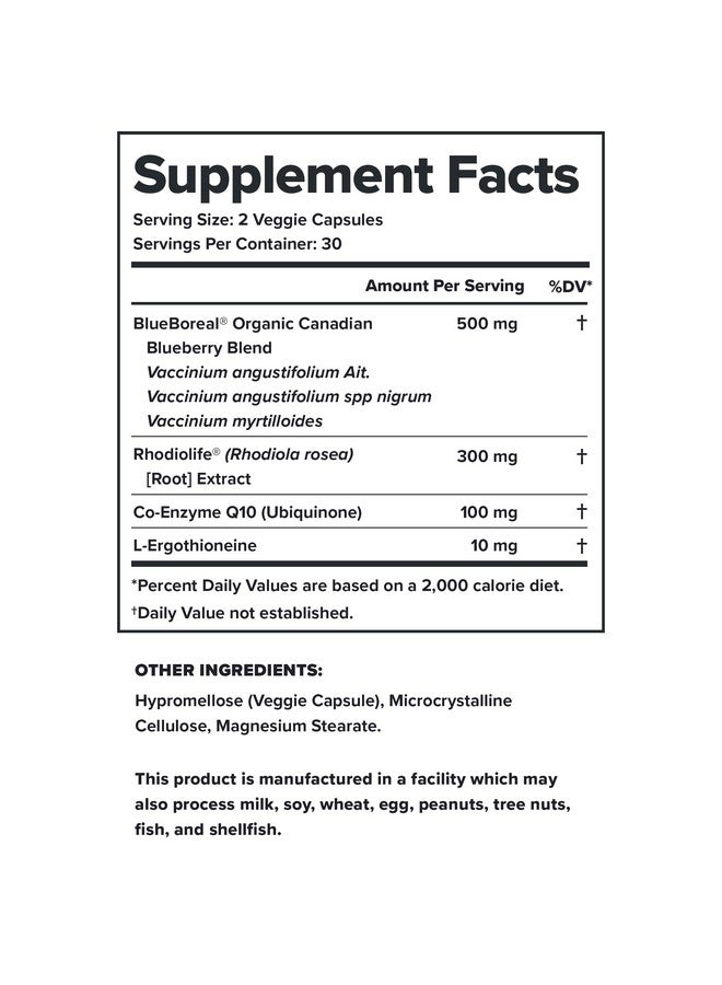 LEGION Vitality - Natural Wellness Supplement w/BlueBoreal, Rhodiola Rosea, Co-Q10 & L-Ergothioneine -30 SVG - Image 2
