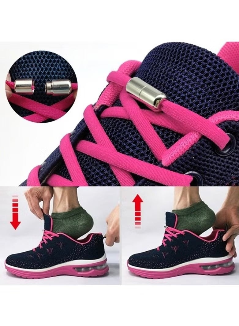 8 Pairs No Tie Shoelaces Tieless Elastic Laces Clasps Metal Capsule Lock Buckles - Image 4