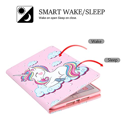 Dteck Case for iPad mini 5th Gen, iPad mini 4/3/2/1 Cute Folio Case 7.9" with Stylus, Auto Wake Sleep/Stand Function, PU Leather Shell Lightweight Protective Cartoon Kids Cover for Girl, Pink Unicorn - Image 2