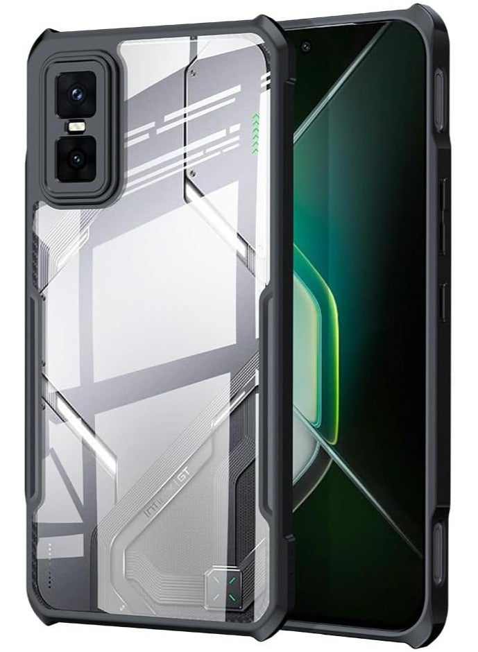 Case Compatible with Infinix GT30 Pro Transparent Back Design Corner Airbag Protection Soft TPU Bumper Cover (Black)  - Image 1