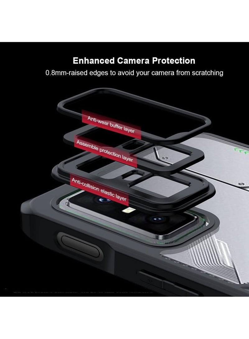 Case Compatible with Infinix GT30 Pro Transparent Back Design Corner Airbag Protection Soft TPU Bumper Cover (Black)  - Image 5