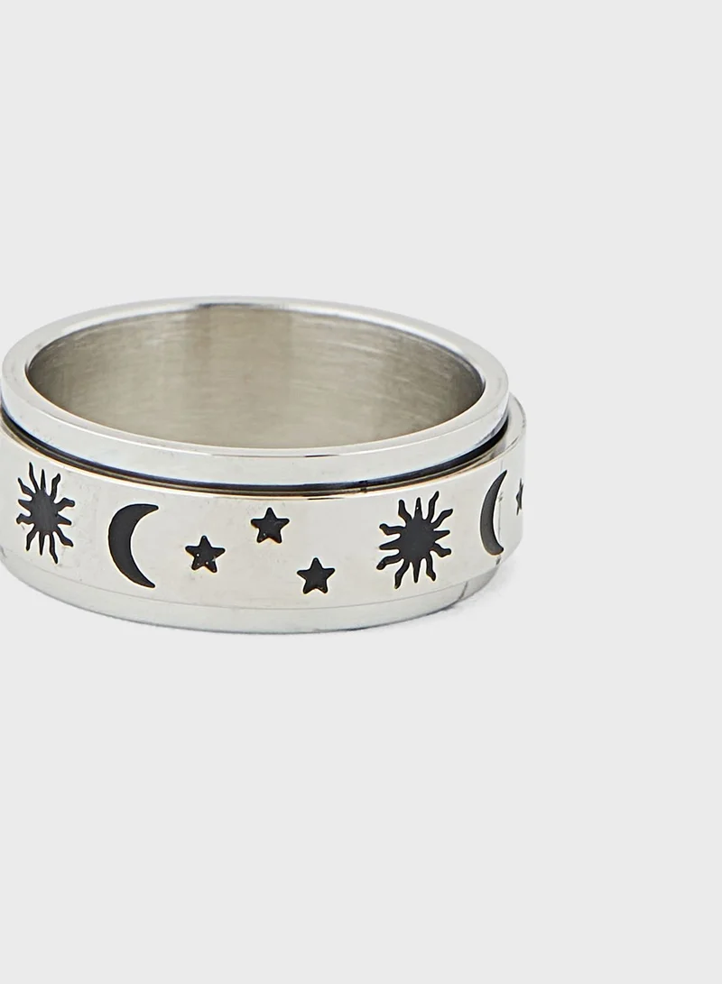 Seventy Five Stainless Steel Celestial Ring